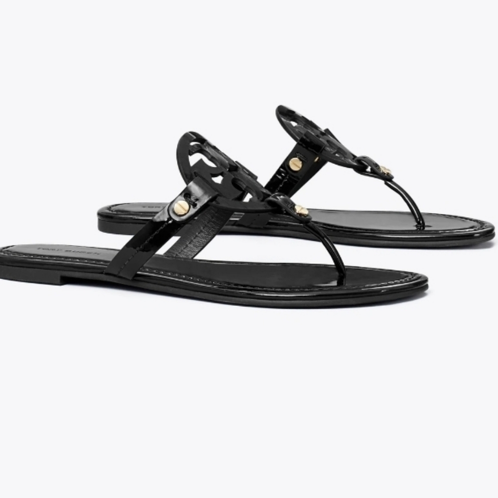 Tory Burch Miller Patent Sandal Size 8.5 black patent New